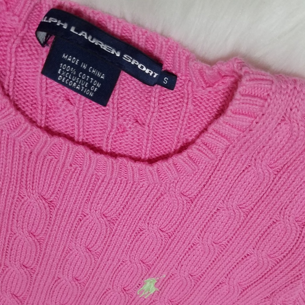 Ralph Lauren Sport Pink Cable Knit Sweater